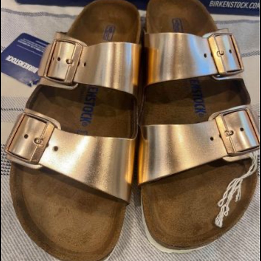 Brand new metallic Birkenstocks